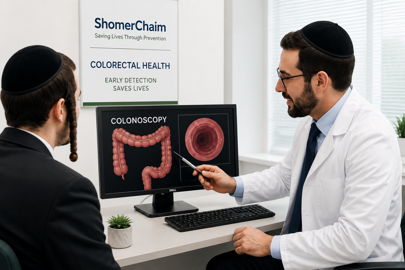 Doctor discussing colonoscopy screening with a patient